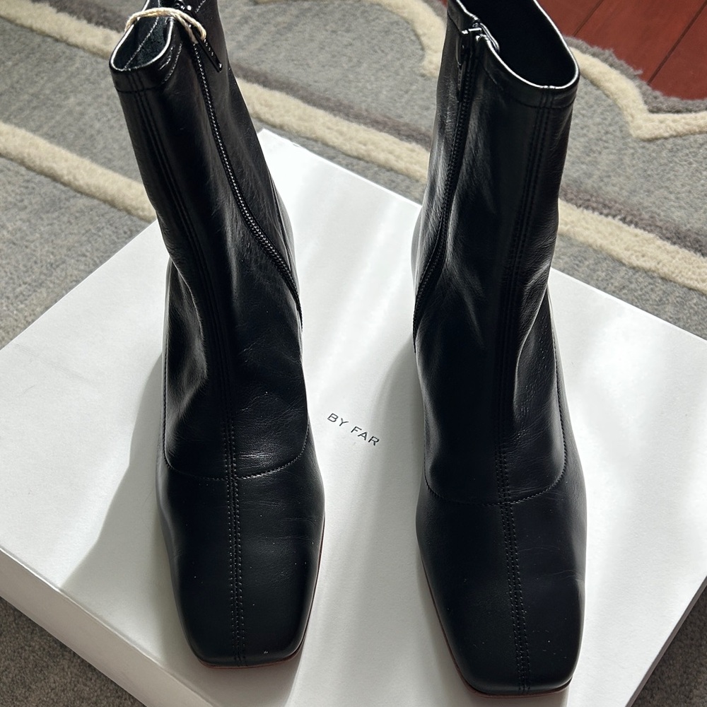 BY FAR Sleek Black Ankle Boots